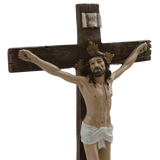 14.5 Angels at Jesus on Crucifix with Candle Religious Catholic Figurine