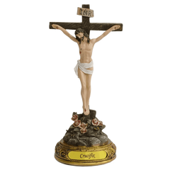 8" Jesus Christ on the Standing Cross - Catholic Crucifix Religious Figurine