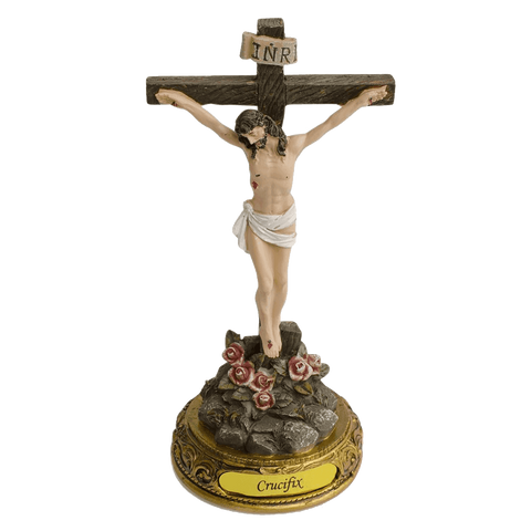 8" Jesus Christ on the Standing Cross - Catholic Crucifix Religious Figurine