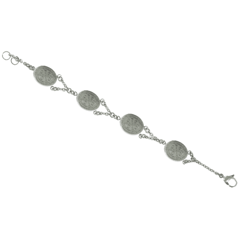 Catholic - Stainless Steel San Benito - Saint Benedict Bracelet 19 CM Length