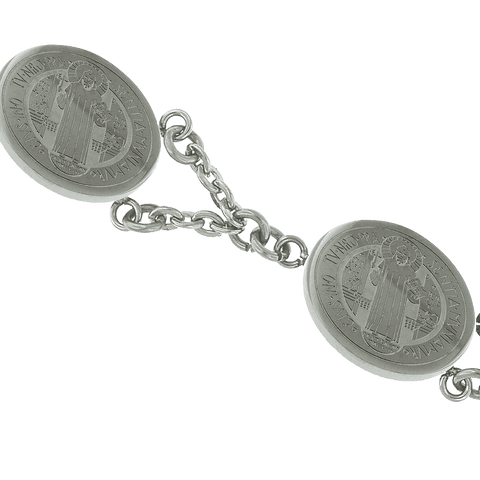 Catholic - Stainless Steel San Benito - Saint Benedict Bracelet 19 CM Length