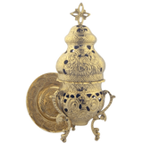 Engraved High Polished Brass 10 Inch Standing Incense Burner for Church or Home