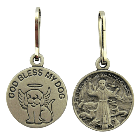 God Bless My Dog - Saint Francis Charm Tag - with Prayer Card from Fantasy Farm
