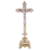 Jesus Christ Cross Polished Solid Brass Standing Crucifix for Church Sanctuary