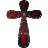 Large Mosaic Encrusted Religious Cross (Red)