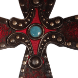 Large Mosaic Encrusted Religious Cross (Red)