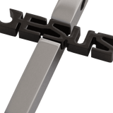 MEN Set Black and Silver JESUS Cross Stainless Steel Pendant