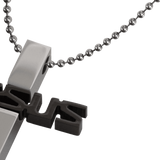 MEN Set Black and Silver JESUS Cross Stainless Steel Pendant