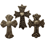 Metal Cross Religious Crosses Hand Crafted in Haiti From Recycled Oil Drums Set of 3