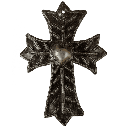 Metal Cross Religious Crosses Hand Crafted in Haiti From Recycled Oil Drums Set of 3