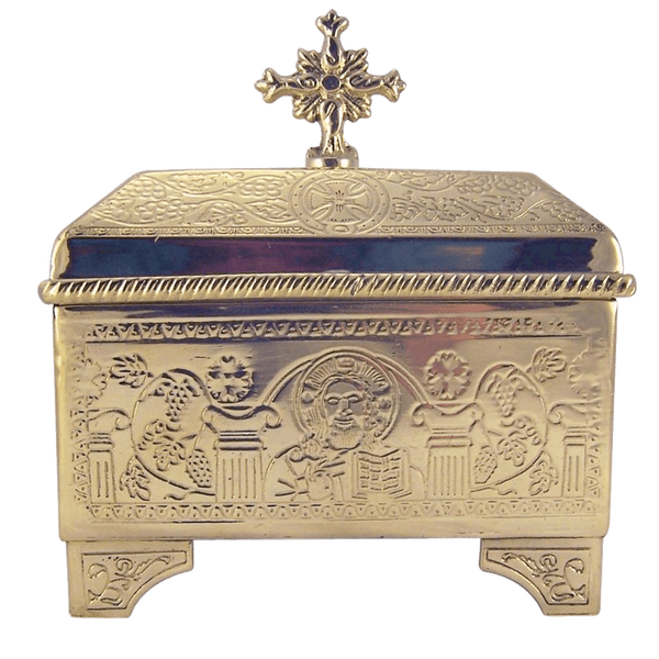 Sacred Vessel Container 4 3-4 Inch High Polished Brass Holy Communion Bread Box