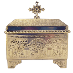 Sacred Vessel Container 4 3-4 Inch High Polished Brass Holy Communion Bread Box