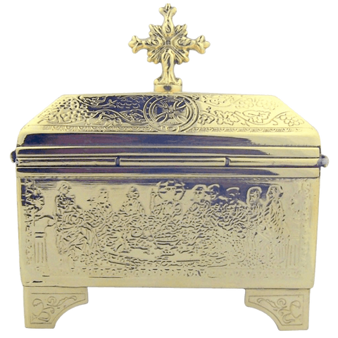 Sacred Vessel Container 4 3-4 Inch High Polished Brass Holy Communion Bread Box