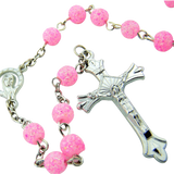Womens Teen Girls Catholic Gift 6MM Acrylic Bead with Virgin Mary Madonna Centerpiece Rosary Necklace