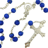 Womens Teen Girls Catholic Gift 6MM Acrylic Bead with Virgin Mary Madonna Centerpiece Rosary Necklace