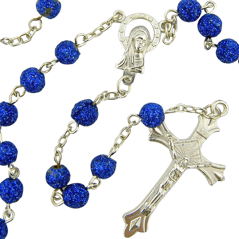 Womens Teen Girls Catholic Gift 6MM Acrylic Bead with Virgin Mary Madonna Centerpiece Rosary Necklace