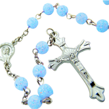Womens Teen Girls Catholic Gift 6MM Acrylic Bead with Virgin Mary Madonna Centerpiece Rosary Necklace