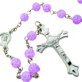 Womens Teen Girls Catholic Gift 6MM Acrylic Bead with Virgin Mary Madonna Centerpiece Rosary Necklace