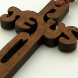 Wood 8mm Square Prayer Bead 18 1-2 Cord Rosary with 2 Jesus Cross