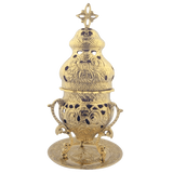 Engraved High Polished Brass 10 Inch Standing Incense Burner for Church or Home