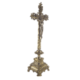 Jesus Christ Cross Polished Solid Brass Standing Crucifix for Church Sanctuary