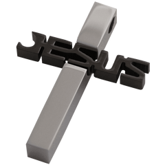 MEN Set Black and Silver JESUS Cross Stainless Steel Pendant