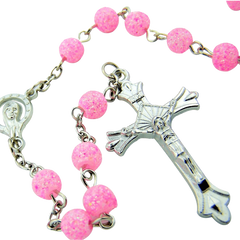 Womens Teen Girls Catholic Gift 6MM Acrylic Bead with Virgin Mary Madonna Centerpiece Rosary Necklace